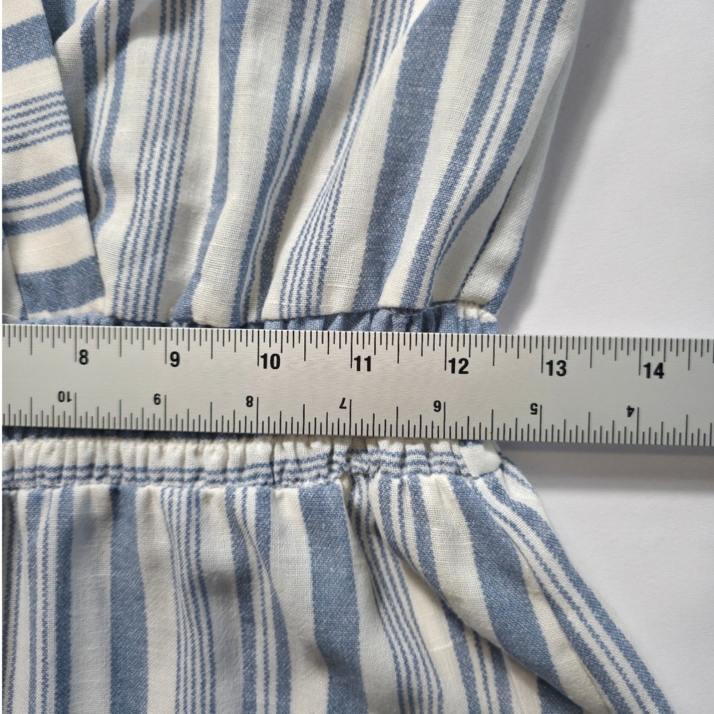 Monteau LA Blue Stripe Midi Dress Women S Boho Summer Elastic Waist - Picture 9 of 10